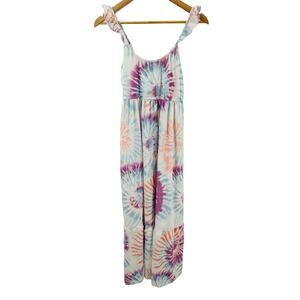 32°‎ Cool Degrees Maxi Dress Ruffle Strap Purple Blue Tie Dye Youth large 12/14